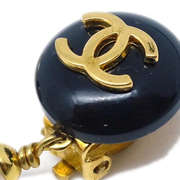 Chanel Artificial Pearl Dangle Earrings Clip-On Gold - Picture 3 of 4